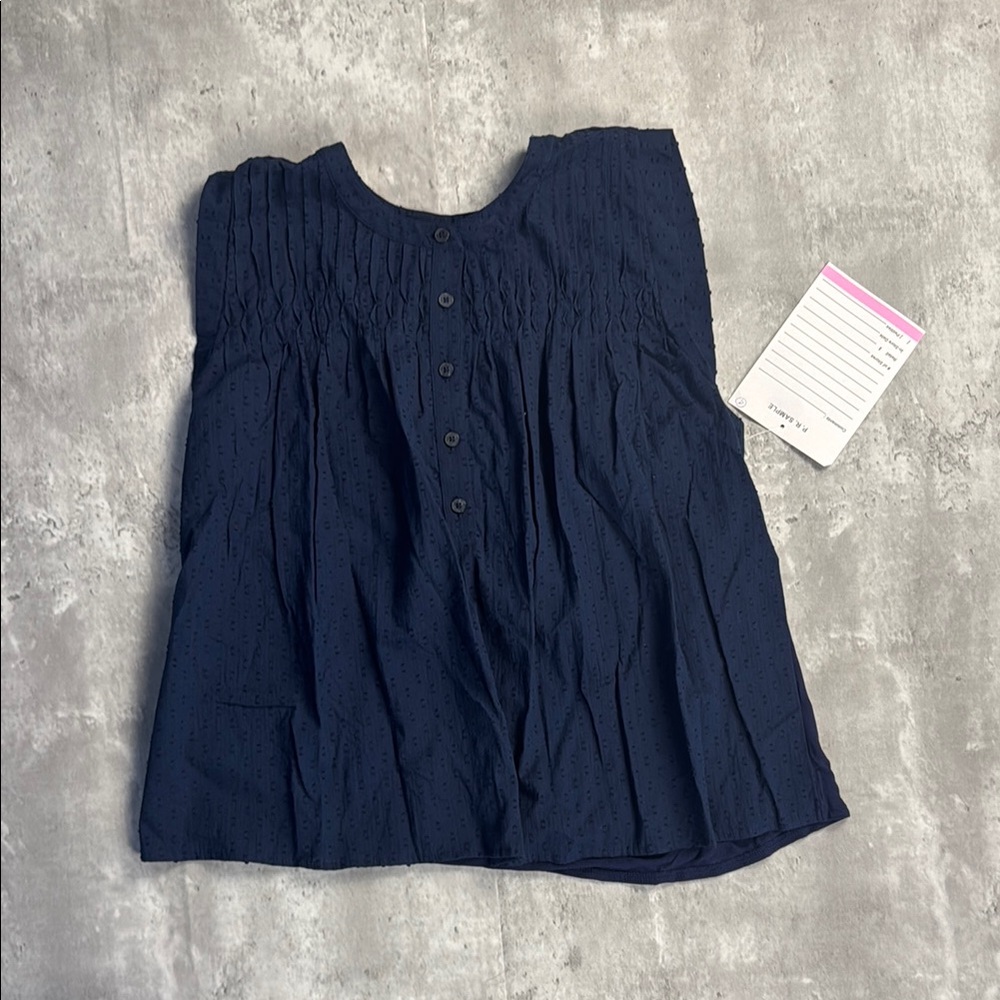 Navy Button-Up Sleeveless Top